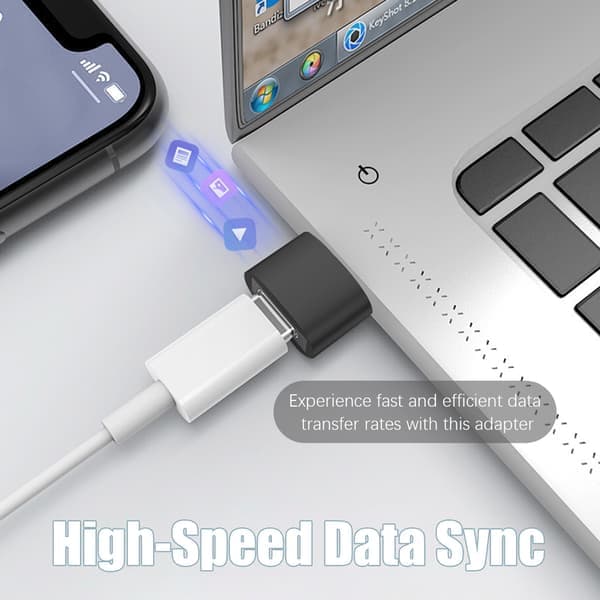 INF 2 kpl USB-C–USB-sovitin tiedonsiirtoon ja lataukseen, musta Sort