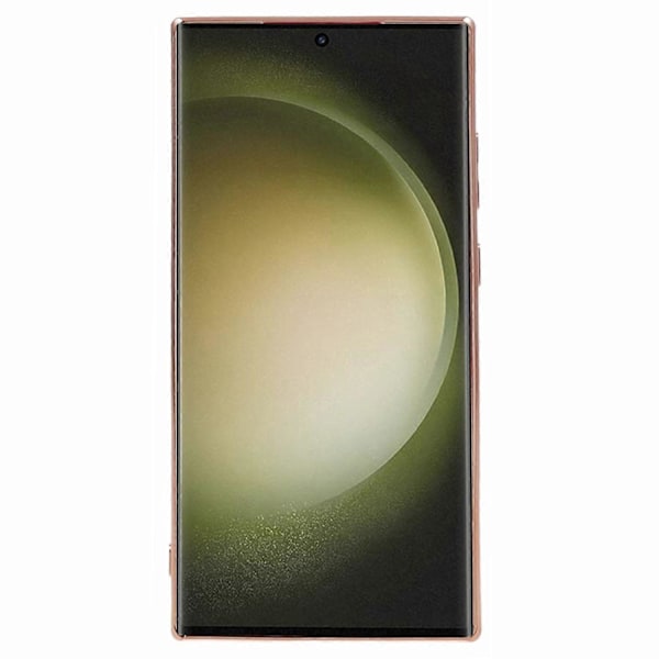TPU-etui med elektroplettering til Samsung Galaxy S23 Ultra med plys hjerteformet rem