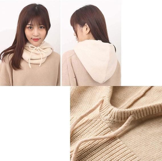 Balaclava Hatt för Kvinnor Vinter Kashmir Stickade Mössor Skidmask Skidmössa Utomhus (Beige)