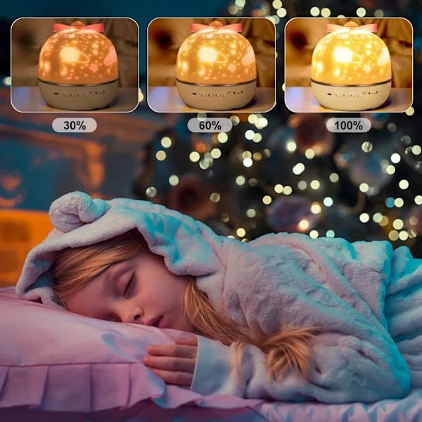 LED nattlampe, stjernehimmelprojeksjonslampe, babystjernelys