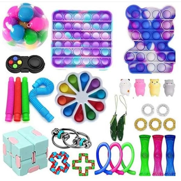 30 st Fidget Pop It Leksaker Set - Sensoriska Stressreducerande Leksaker för Barn och Vuxna, Regnbåge Blandade Färger