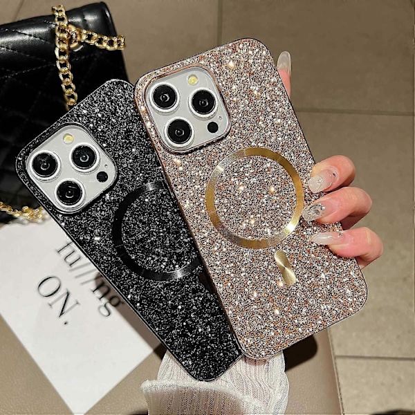 iPhone 13 Pro magneettikotelo TPU+PC Glitter Sparkling -galvanointi puhelinkuori