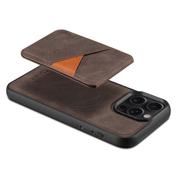 Magnetisk retro skinndeksel til iPhone 14 Pro med avtakbar kortholder