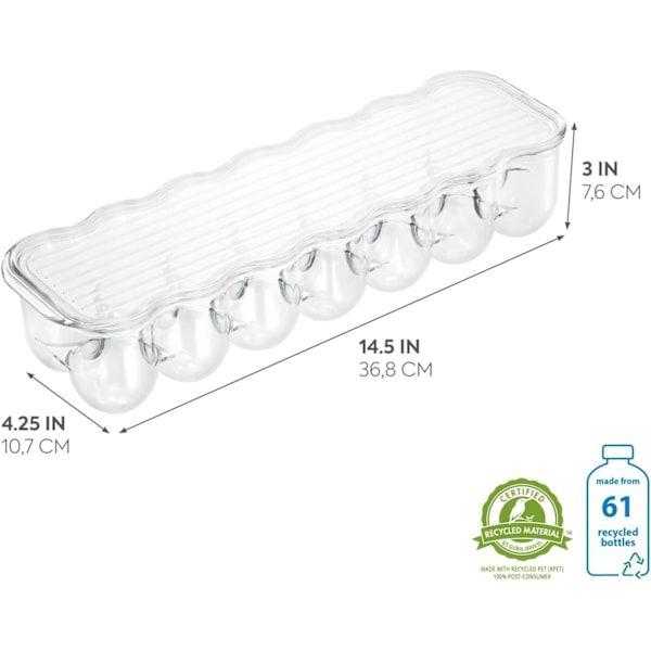 Ägghållare, Förvaringslåda för 14 Ägg, Tillverkad av BPA-fri Plast, Transparent
