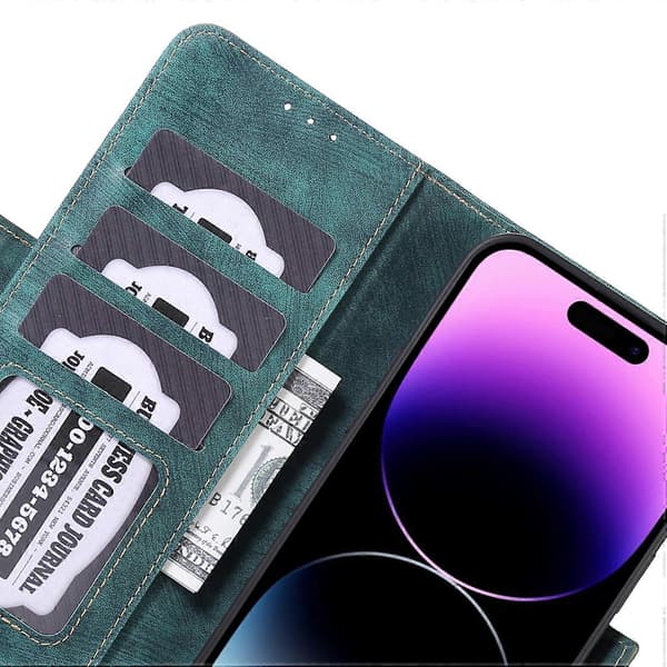Retro Lommebok Telefondeksel i PU-Lær med Støtsikker Stativfunksjon for iPhone 15 Pro Max