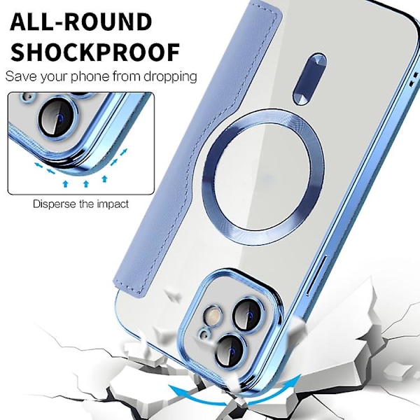 For iPhone 13 Shield Magsafe RFID Tyverisikret Rhombus Læder Telefon Cover