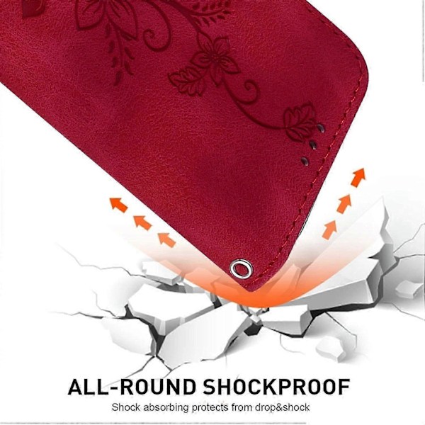 Til Samsung Galaxy S25 Edge Etui Lily Blomster Præget Læder Telefon Cover Med Støttefod - Sort