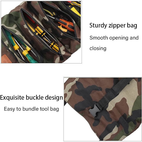 Verktygsväska med 5 blixtlåsfack, mångsidigt rullfack
