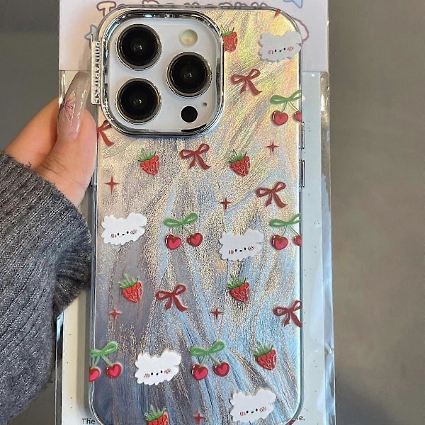 iPhone 14 Pro -kotelo Söpö Sarjakuva Koiran Mansikka PC+TPU Iskunkestävä Puhelinkuori