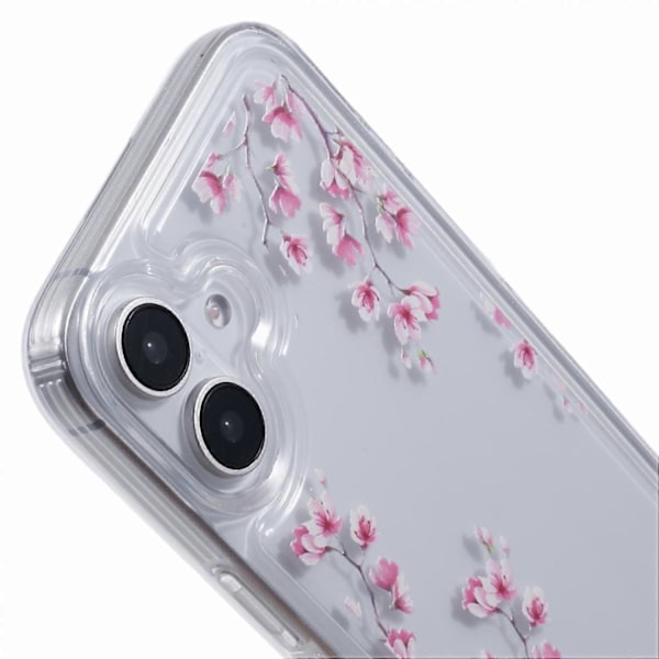 TPU-etui med blomsterprint og luftdæmpningsdesign til iPhone 16 Plus