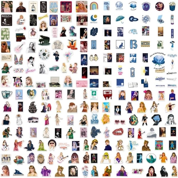200 kpl Taylor Girl -tarroja, naispuolinen poplaulaja Swift -tarrat, vedenpitävä vinyylitarra teineille, vesipullo, kannettava
