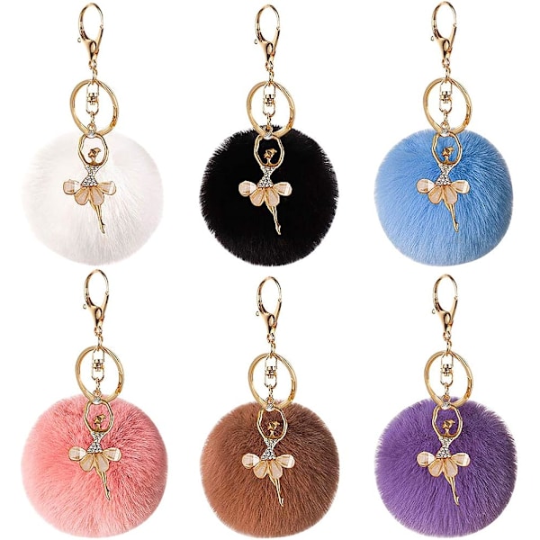 6 kpl Plushiavaimenperää, Strassit ja Plushi Pom-Poms