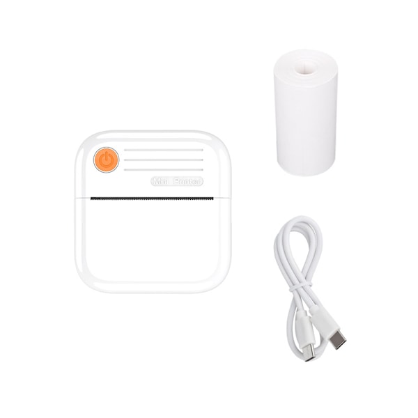 Mini bærbar printer, high-definition lille lomme-stregkode termisk fotoprinter white