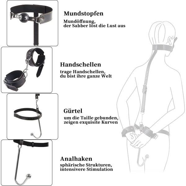 Bondage-set med analboll, BDSM-set med munkavle