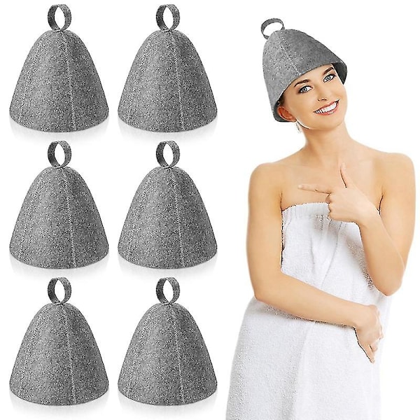st Filtbastuhattar, Badmössa, Huvudskydd, Absorberande Bastumössa för Bastu, Dusch, Badrum, Ångbastu A 6pcs