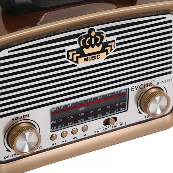 FM-radio Vintage-radio Retro-radio Kannettava radio Lyhytaalto-radio Vintage-radio Bluetooth-kaiuttimen, USB-TF-AUX-MP3-soittimen kanssa