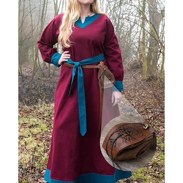 Vikinge-stil Middelalderbælte med Taske til Halloween Kostume Brown 1