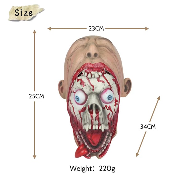 Zombie Latex Cosplay Maske Halloween Maske Hovedbeklædning Til Fest