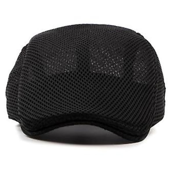 Ivy Gatsby Keps för Män Newsboy Hatt Mesh Cabbie Golf Körning Utomhus Platt Basker (Svart)
