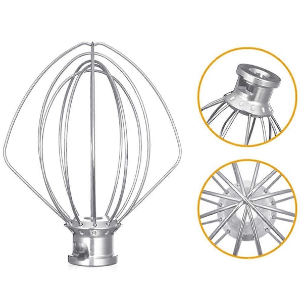 Rustfri stål piskeris tilbehør erstatning for KitchenAid 5K45/5KSM150 KAESI Silver