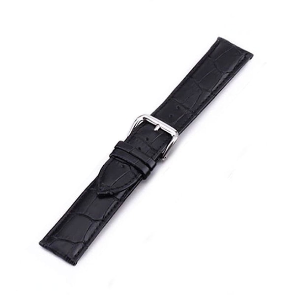 Läderarmband för klocka 20 mm - Olika färger Svart