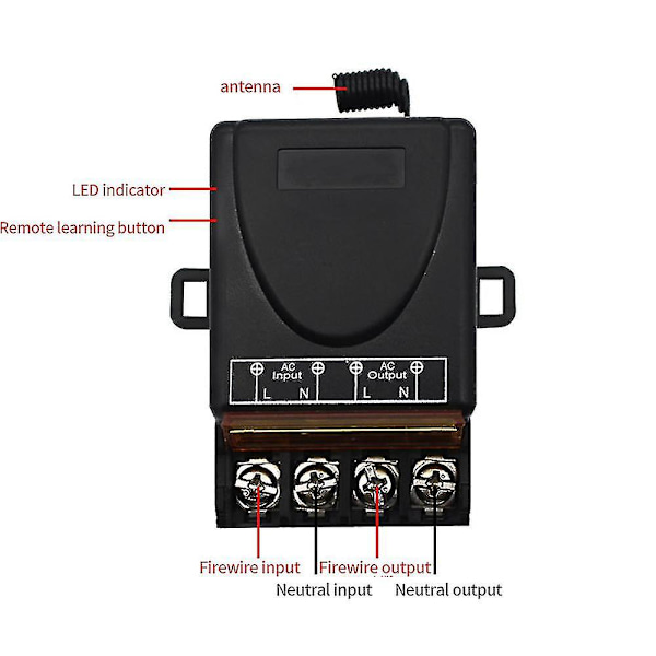 AC 220V 30A 1-Kanal 433MHz Trådlös Fjärrkontroll Switch RF Relä Mottagare + På/Av Sändare Kompatibel med El-C3