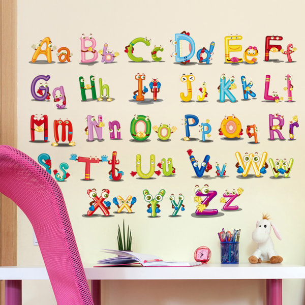 Engelska alfabetet ABC Väggdekaler Baby Klistermärken Djurvägg Klistermärken Baby Barnrum Dagis Vardagsrum Väggdekoration