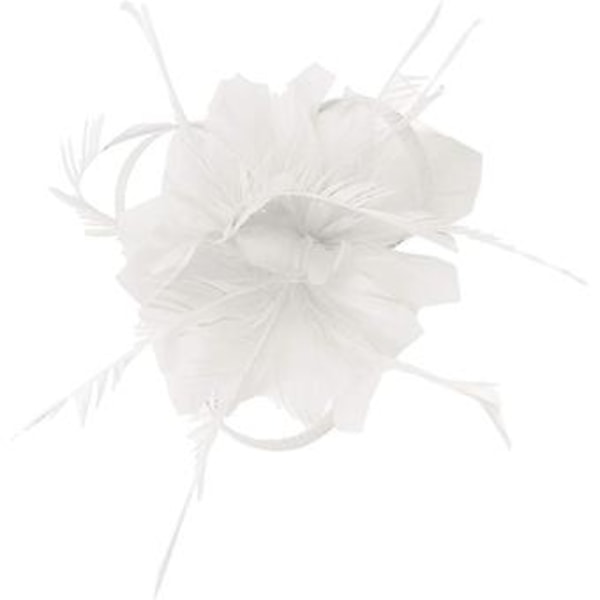 Fascinerare för Kvinnor Bröllop Fascinerare Hatt Blomma Nät Fjäder Hårband QB-Vit