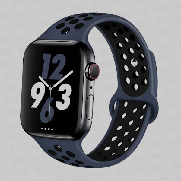 Sportrem för Apple Watch Band 45 mm 49 mm 44 mm 40 mm 41 mm 42 mm Silikonarmband correa iWatch Ultra 2 Series 9 8 SE 7 6 5 4 3 mid blue black16 mid blue black16 ML