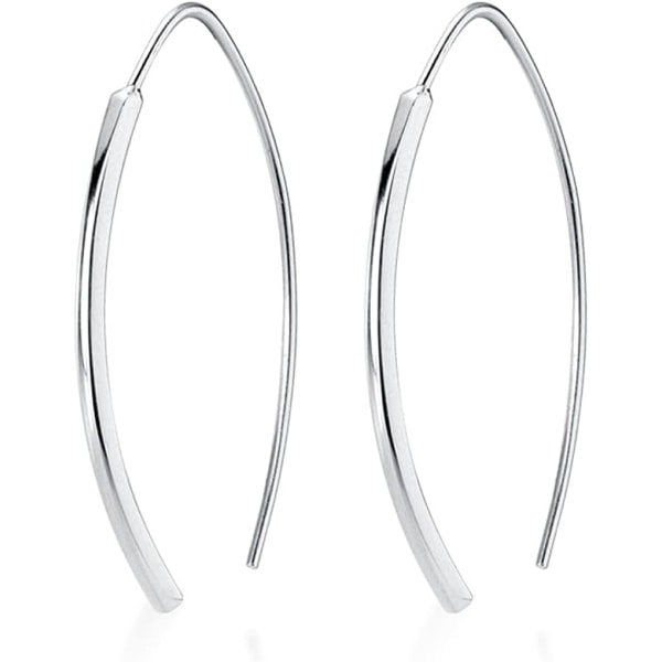 HHL 925 Sterling Silver Drop-örhängen för kvinnor, flickor, trådgängare örhängen med öppen båge, örhängen, enkel linje örhängen