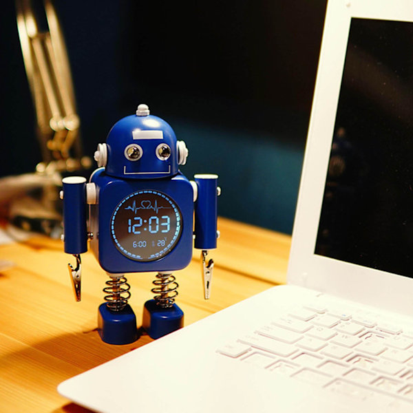 Robot Smart Digital Väckarklocka med Snooze-funktion, Temperaturvisning för Flickor och Pojkar, Sovrum, Tidsklocka db Red