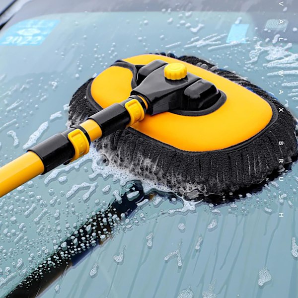 Autonpesumoppi Säädettävä Autonpesuharja Moppi Autonpesu Autonpesutarvikkeet 2 kpl, Sininen (Alkuperäinen + Vaihtoharjasetti)