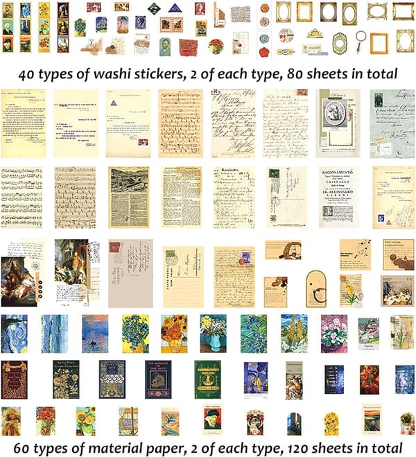 800 Ark Scrapbooking Stickers, Washi Papper Planner Sticker
