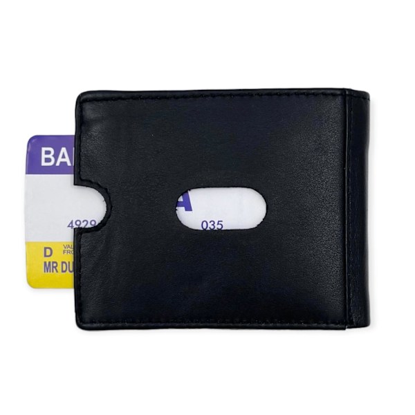 Liten plånbok i äkta läder, svensk passform Svart Black one size