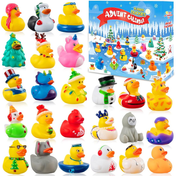 2024 Adventskalender Julankor 24st Gummiankor Semester Adventskalender 24 Dagar Jul Nedräkning Leksaker Rolig Anka Badleksak för Julhelgen Mixed ducks