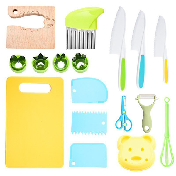 Barnköksknivar Köksset Köksredskap för barn Flerfärgade 17pcs set
