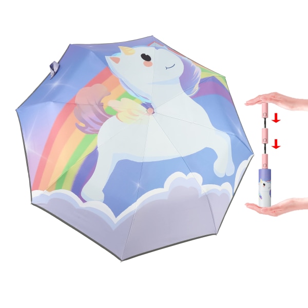 Barn Vikbart Paraply Automatiskt Kompakt Reseparaply för