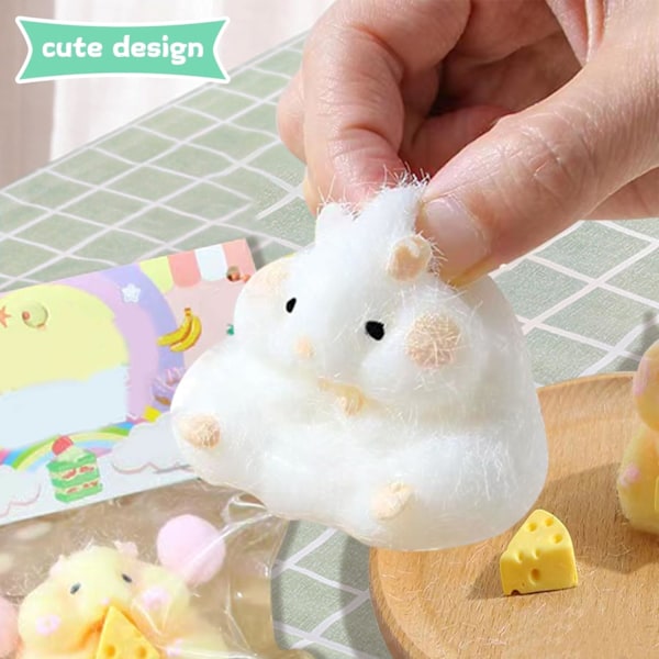 2 stk. Squishy Hamster, Bløde Hamster Stressbolde, Fidget Squezze Legetøj Hamster til Børn & Voksne Squishies Squeeze Sensorisk Legetøj