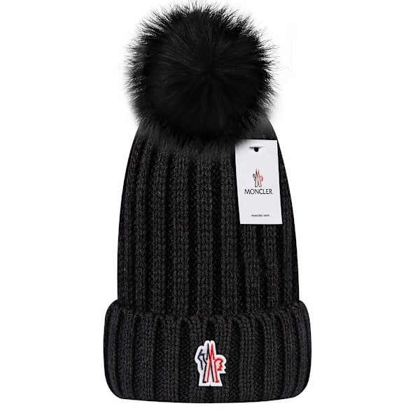 Alsidig vinterhue i uld, varm uldhue, strikhue, uldkvast, sort - WELLNESS sort black moncler small label
