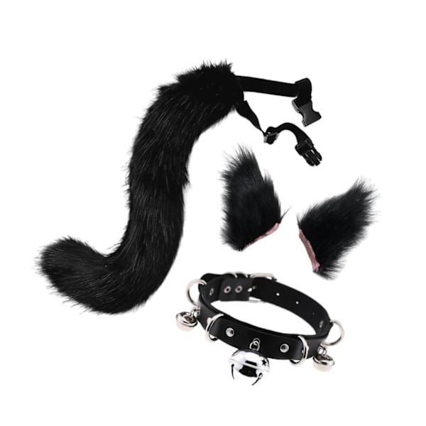 1/2/3/5 Faux Cat korvat ja häntä Set Halloween Fancy Dress Cosplay Musta Black 1 Pc