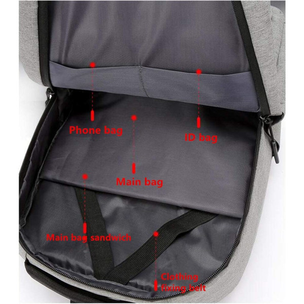 Ryggsäck laptopväska med USB laddningsport, multifunktionell reseaffär och hållbar ryggsäck svart