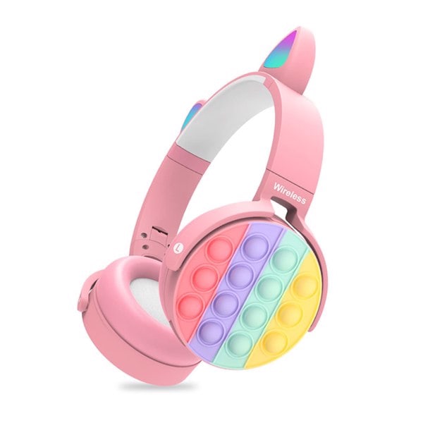 Fidget Hörlurar Leksak Headset för Barn, Trådlösa Bluetooth Hörlurar Pop Bubble On-Ear Hörlurar Fidget Leksak Regnbågsfärg Fidget Headset för Barn blue