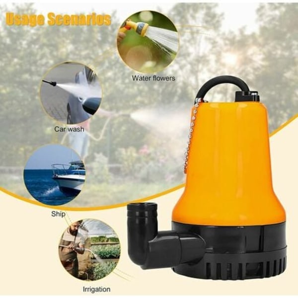 12V upotettava vesipumppu 50W upotettava pumppu 4200L/H DC-pumppu Likavesipumppu Kannettava johdon pituus 2,3 metriä Liitäntä