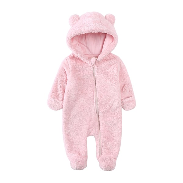 Lämmin ja helppokäyttöinen vauvan talvihaalari hupun kanssa, vaaleanpunainen light pink 3-6months