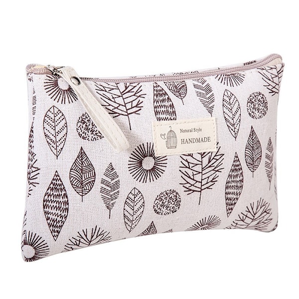 22*14cm, (leaf pattern) 2 pcs Multifunctional canvas bag, zipper