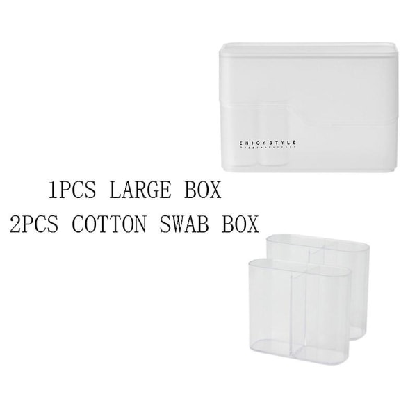 Set Kosmetisk Organizer Behållare Box Smink Organizer Box Case Förvaringsväska Med Lock Toalettartiklar Bomullspinne Behållare (vit)