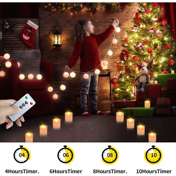 12 stk LED-votivlys med fjernkontroll og timer for festdekorasjon te lys med timer Parent värmeljus med timer