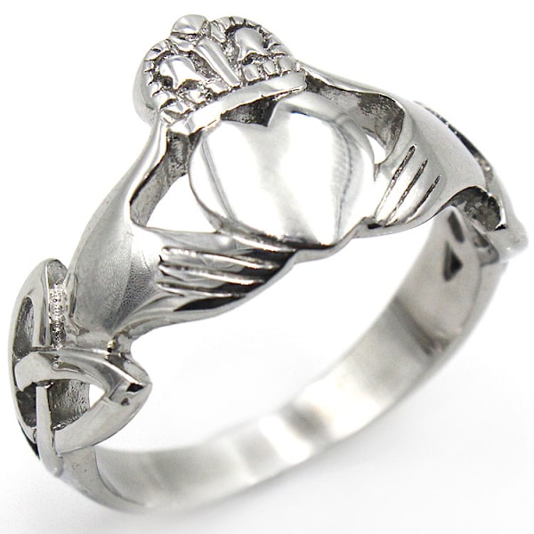925 Sterling Sølv Irsk Claddagh Krone Kjærlighet Hjerte Band | Keltisk Vennskapsløfte Ring Størrelse 10