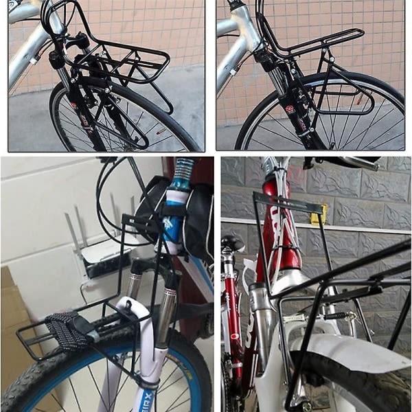 Cykelhållare fram, aluminiumlegering Bagagehållare för turisthållare 15 kg Kapacitet Mountain Road Bike P Black