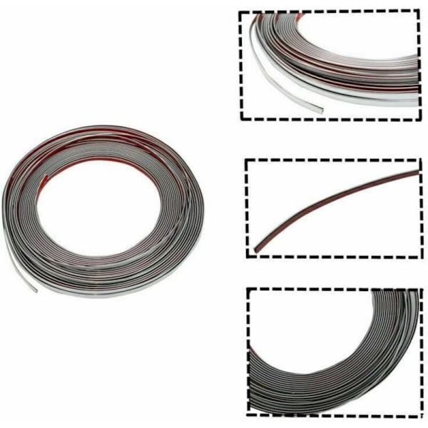 Självhäftande kromlist för bildekoration/trim Silver 6mm x 1